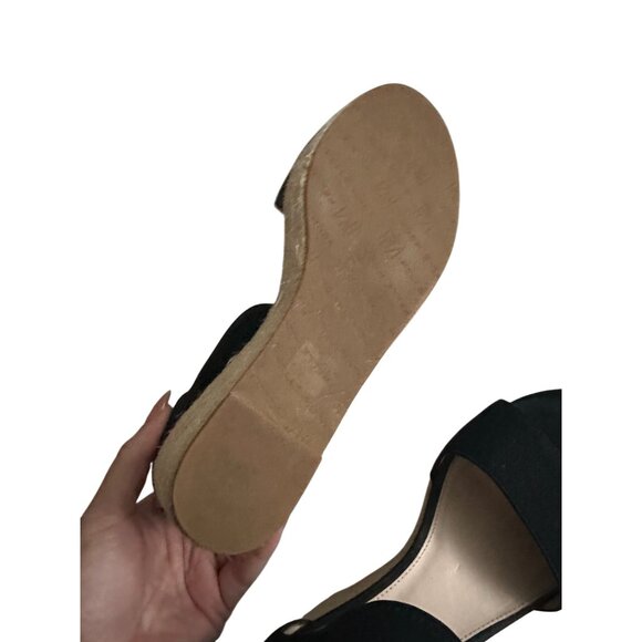 PELLE MODA Womens Black Espadrille Wedges Size 6.5 - Picture 8 of 9